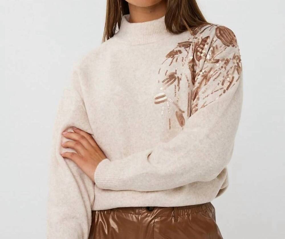 NEW ESQUALO svaney sequins sweater in light sand